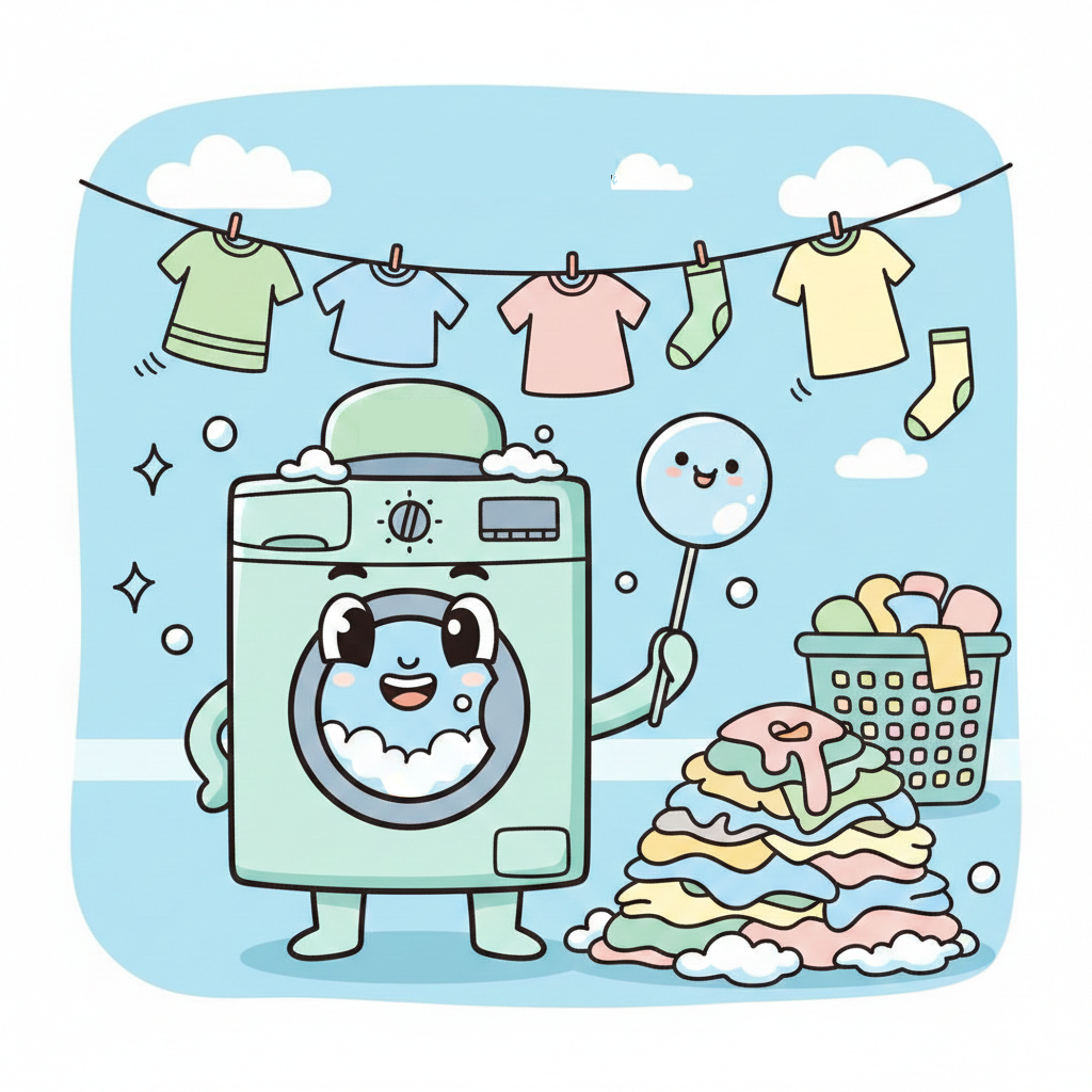 Wash and Fold Cartoon